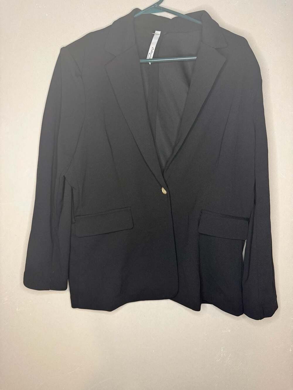 NY Collection Woman Black One-Button Knit Blazer Jacket Plus Size 2X